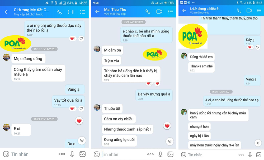 Cảm nhận của khách hàng dùng PQA Chỉ Huyết